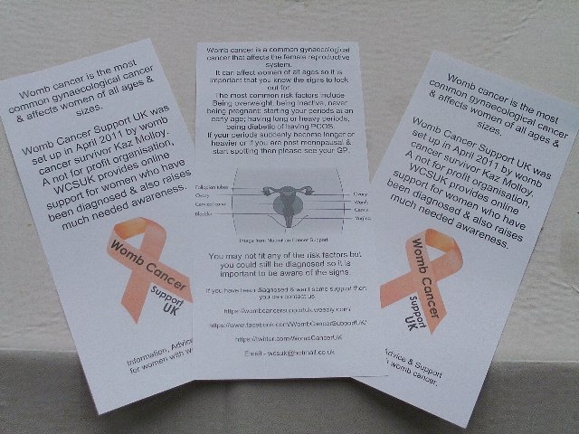 Sadly there is as yet no national #wombcancer awareness campaign despite it being the most common #gynae cancer. Please #GiveWombCancerAVoice & help us get these awareness leaflets into GP surgeries, libraries, cafes, etc. Inbox me if you can distribute some. #BeWombCancerAware