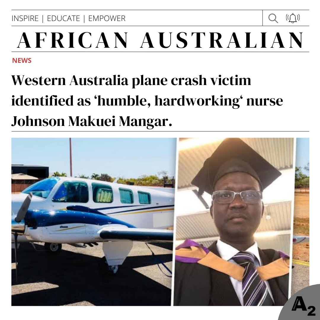 Johnson Makuei Mangar was a nurse employed by the WA Country Health Service, and a passenger aboard the plane when it crashed during an attempted landing near East Kimberley Regional Airport, Western Australia on Saturday morning. He passed away.
1/2
