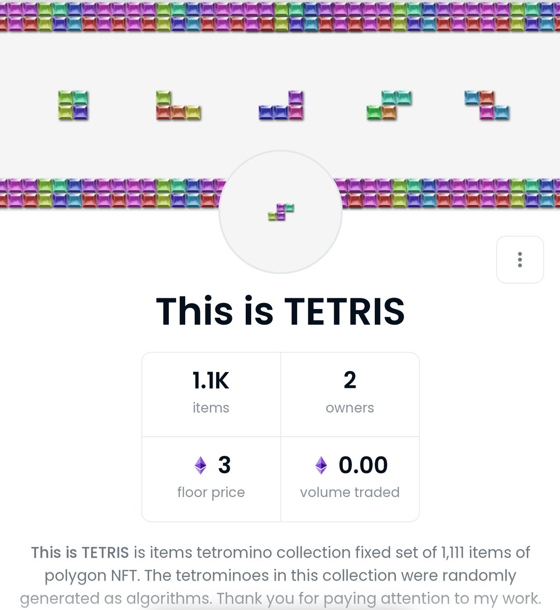ThisisTETRIS's tweet photo. 👀👀 My factory floor price to 3 eth!! 👀👀

#NFTCommunity #NFT #nftcollector #opensea #OpenSeaNFT https://t.co/GsECwnPE2H