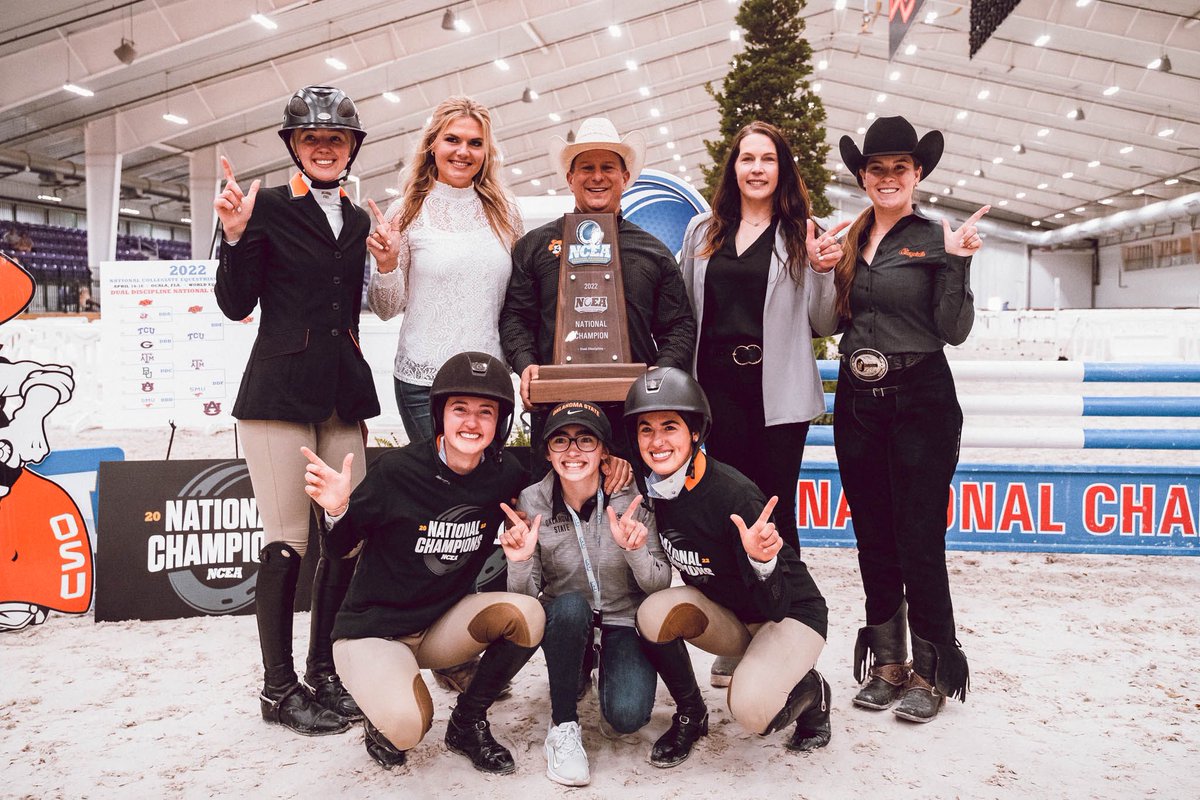 OSUEquestrian's tweet photo. Good morning. woke up a National Champion 💍

#ConqueredOcala | #GoPokes https://t.co/gbc4f085EI