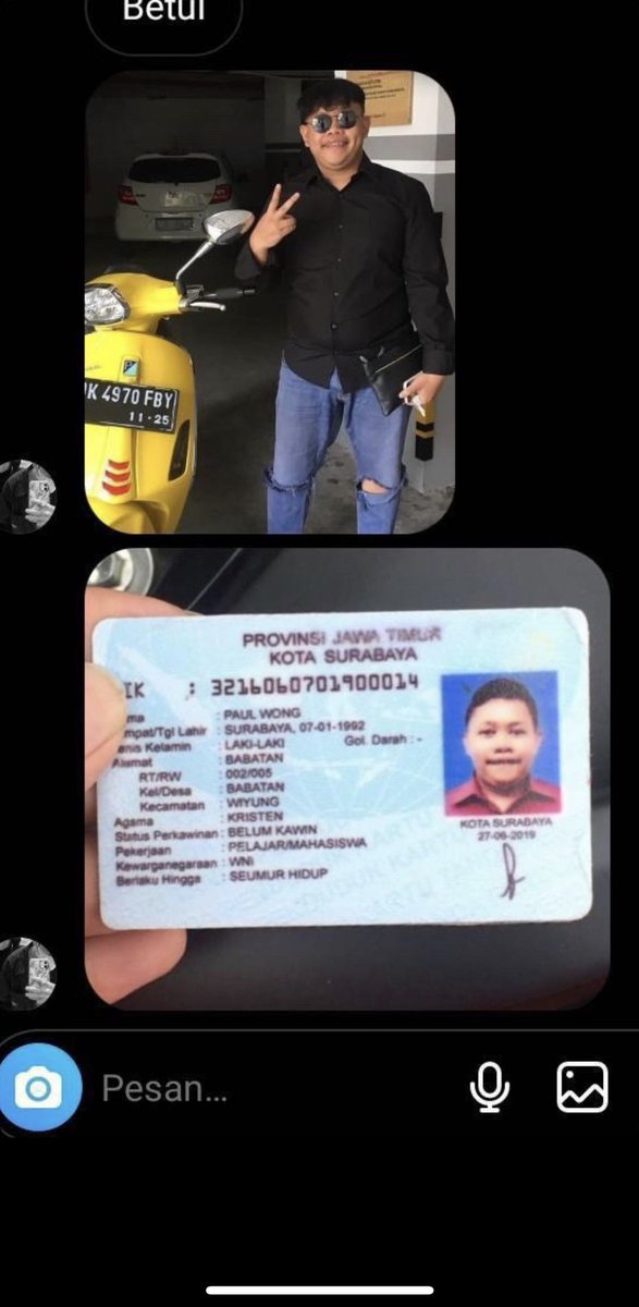 Rianadrians34's tweet photo. Ini paling parah sih, jadi dia tuh nitip ktp di kita cuma setelah kita telusuri ternyata ktp yg ber atas nama PAUL WONG ini ternyata KTP PALSU. bnyak orang yg kenal sama dia katanya nama aslinya ROHMAN NUR KHOLIS dengan agama islam https://t.co/SAM7ZFQml2