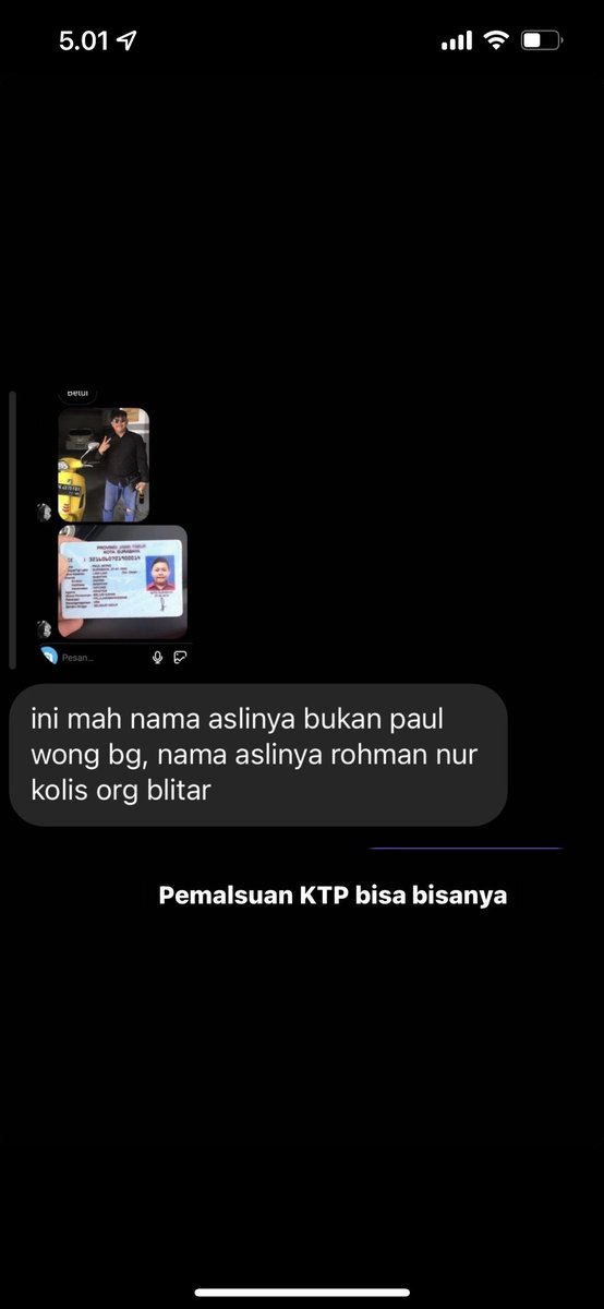 Rianadrians34's tweet photo. Ini paling parah sih, jadi dia tuh nitip ktp di kita cuma setelah kita telusuri ternyata ktp yg ber atas nama PAUL WONG ini ternyata KTP PALSU. bnyak orang yg kenal sama dia katanya nama aslinya ROHMAN NUR KHOLIS dengan agama islam https://t.co/SAM7ZFQml2