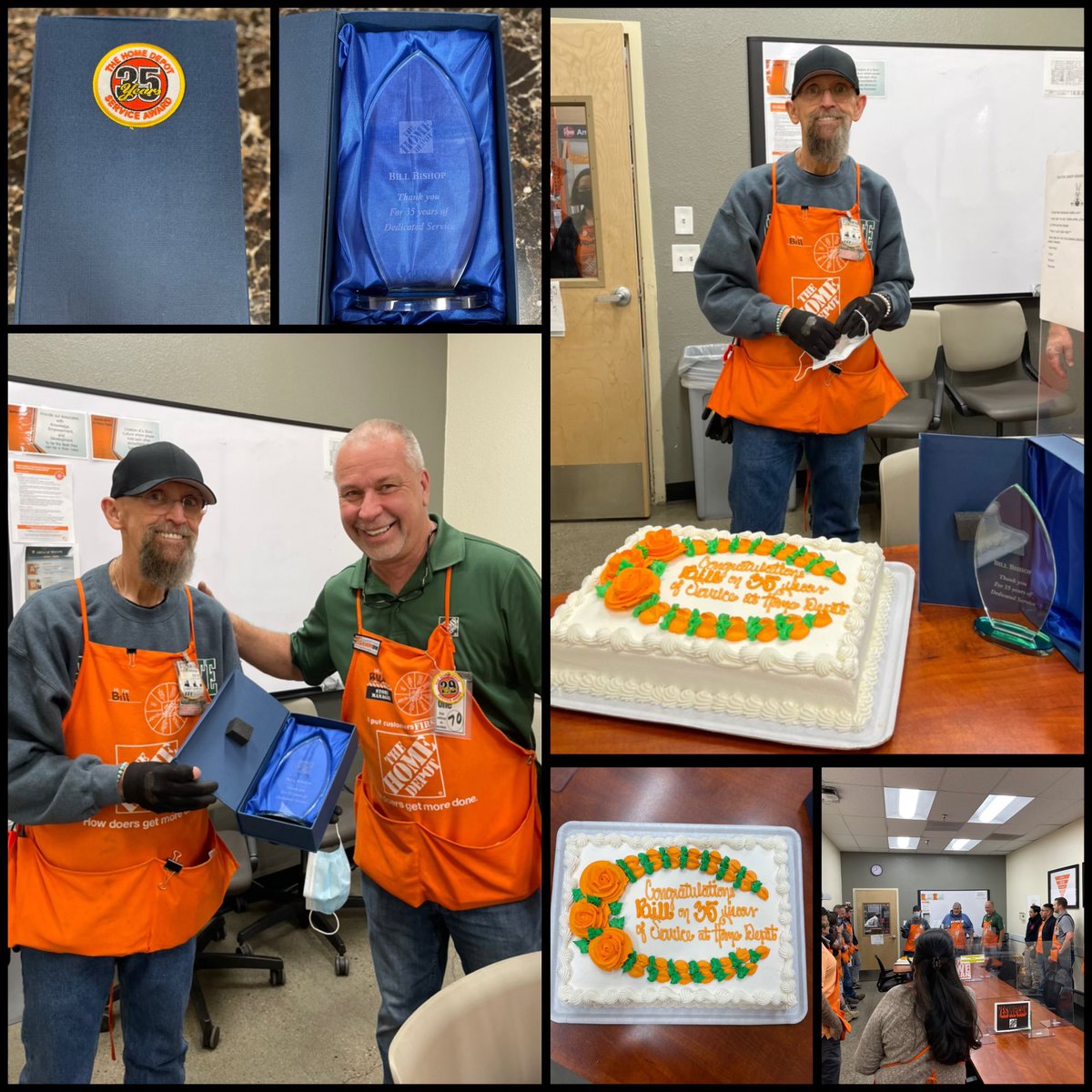 Congrats to bill for 35 years of service at the Santee Home Depot 🎉🎉