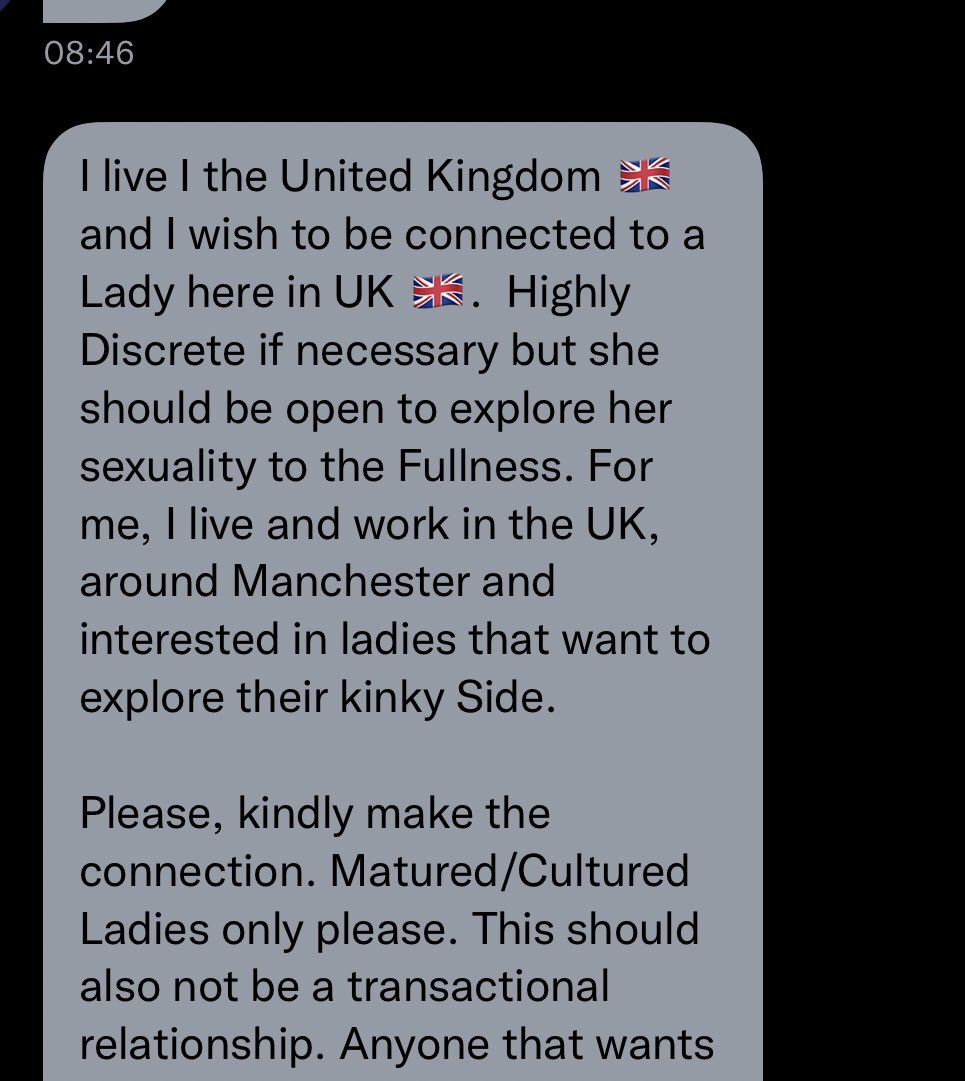 UK requests only!
Request Type - Friends with benefits 

He wants to meet a lady who's mature, open to exploring her sexuality, kinky and all round fun.

DM if you are interested and fit the description.