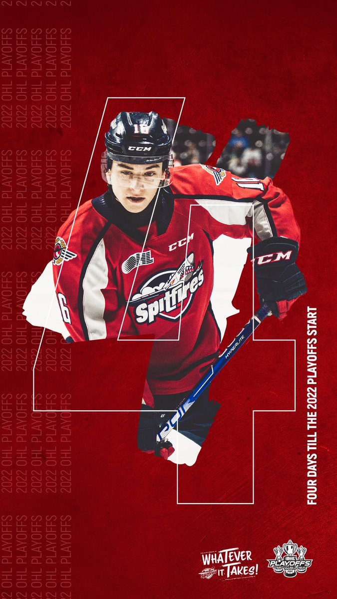 SpitsHockey's tweet photo. We are just 4 days away from the 2022 #OHLPlayoffs!

Key matchups today to determine our opponent:

HAM @ ER
SAR @ LDN

#WindsorSpitfires https://t.co/3DytuIp0mE