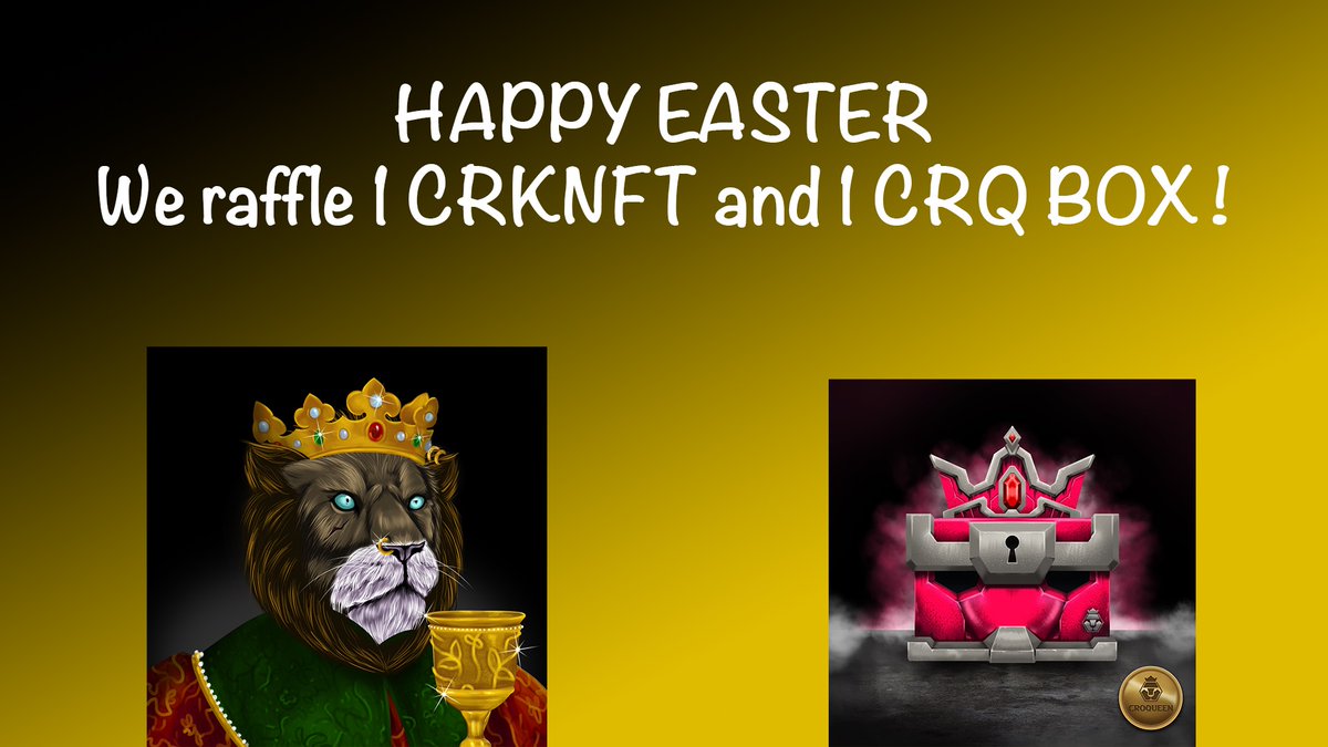 🚨The Easter Bunny isn’t the only one giving out presents today 🎉 
2 #NFTs will be given away in a Raffle🚨

How to Enter: 
1.Follow
2.Like
3.RT
4.Tag 3 Friends 

Contest will end on 4/19 7PM UTC 
@NewsCronos #CRO #CroKing #CroQueen #Cronos #NFTGiveaways
