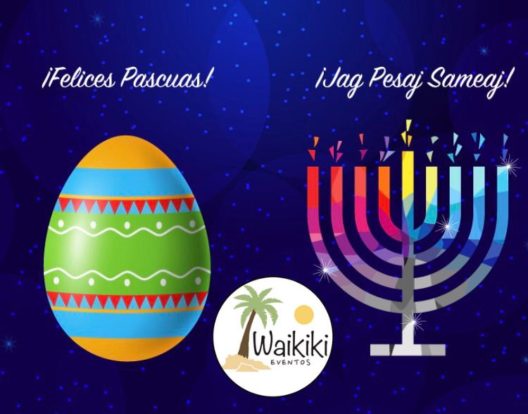 Felices Pascuas Cristianas y Judías!
Nuestros deseos de Paz, Tolerancia y Unión en las familias, en nuestro país y en el mundo entero.      #Pesaj #Pascuas #pascuas2022 #felicespascuas #HappyEaster #pascoa #waikikieventos