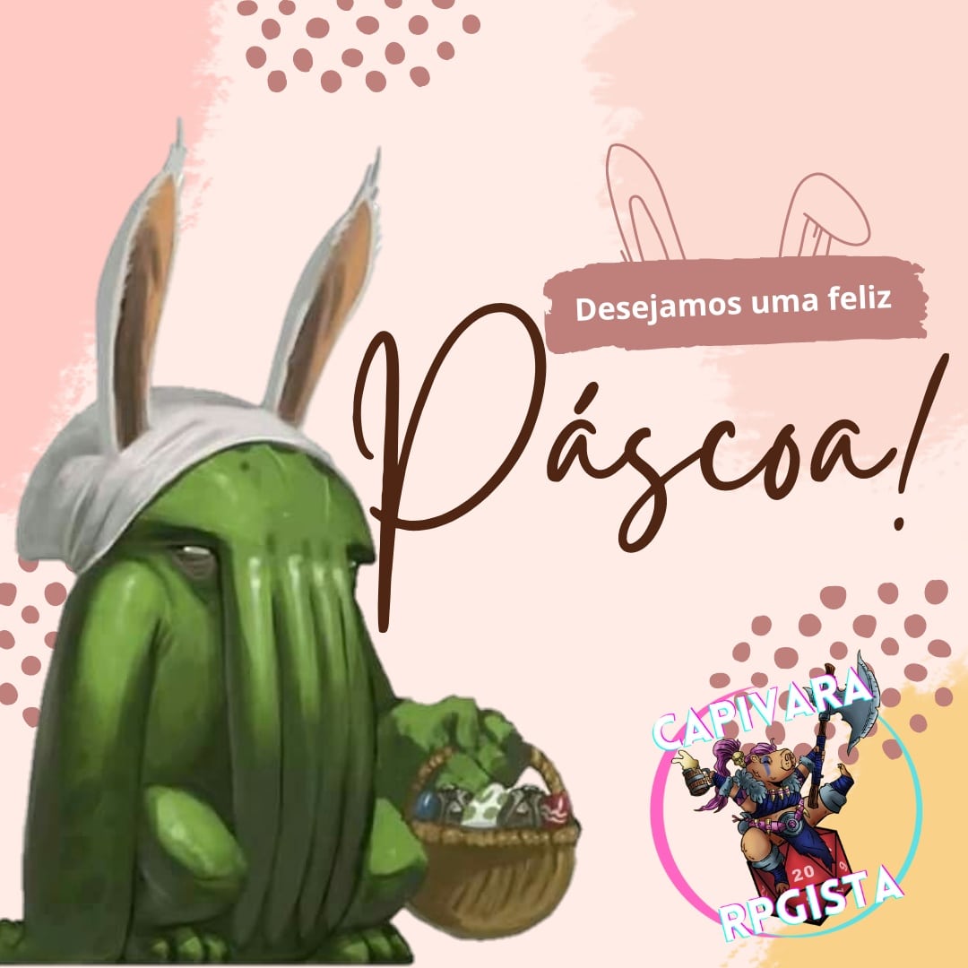 Feliz Páscoa!

🐰🥚🐙🎉🍫

#RPG #pascoa2022 #pascoarpg #pascoa #cthulhu #coelho #coelhodapascoa #renascer #felizpascoa #chocolate