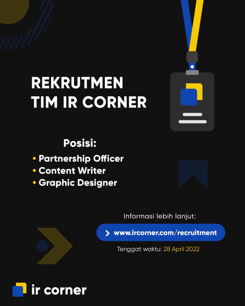 ir_corner's tweet photo. The Opportunity to Join IR Corner Is Now open! 🎉

IR Corner mengundang para pegiat HI yang tertarik untuk bergabung dalam berbagai posisi yang tersedia di atas. 

Informasi lebih lanjut dapat diakses melalui:
https://t.co/RFP41vOiej

Keep making IR fun! 🌐
#HubunganInternasional https://t.co/X1bZyNpSBx