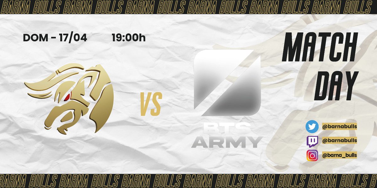 BarnaBulls's tweet photo. 🔥VOLVEMOS🔥

Una vez más volvemos a demostrar nuestra fuerza en la grieta contra @BTSArmy_esports, esta tarde a las 19:00h en el twitch de la RPLAcademy.

Volveremos a darlo todo, como hemos hecho en los anteriores partidos. ¡NOS VEMOS!

#GoBulls #GetBulled https://t.co/quWaFTn5RK