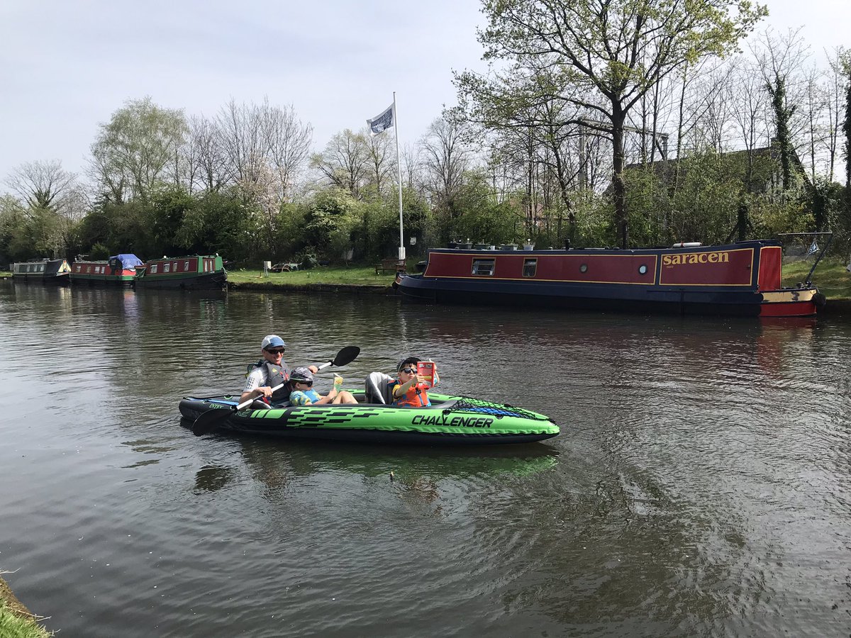 LozzaHowarth's tweet image. Archie and Teddy get ‘caught reading’ while cruising the canal in their canoe @BPSTrafford