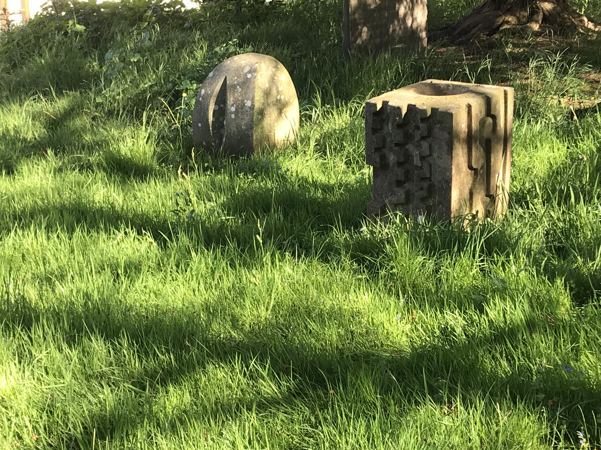 Happy Easter everyone! 
A slightly different image today.
These are Richard &amp; Anthony Twentyman's graves in Claverley, Shropshire. I love the contrasting forms and stones, but particularly the dappled spring sunshine of their final resting place together. A very moving memorial.