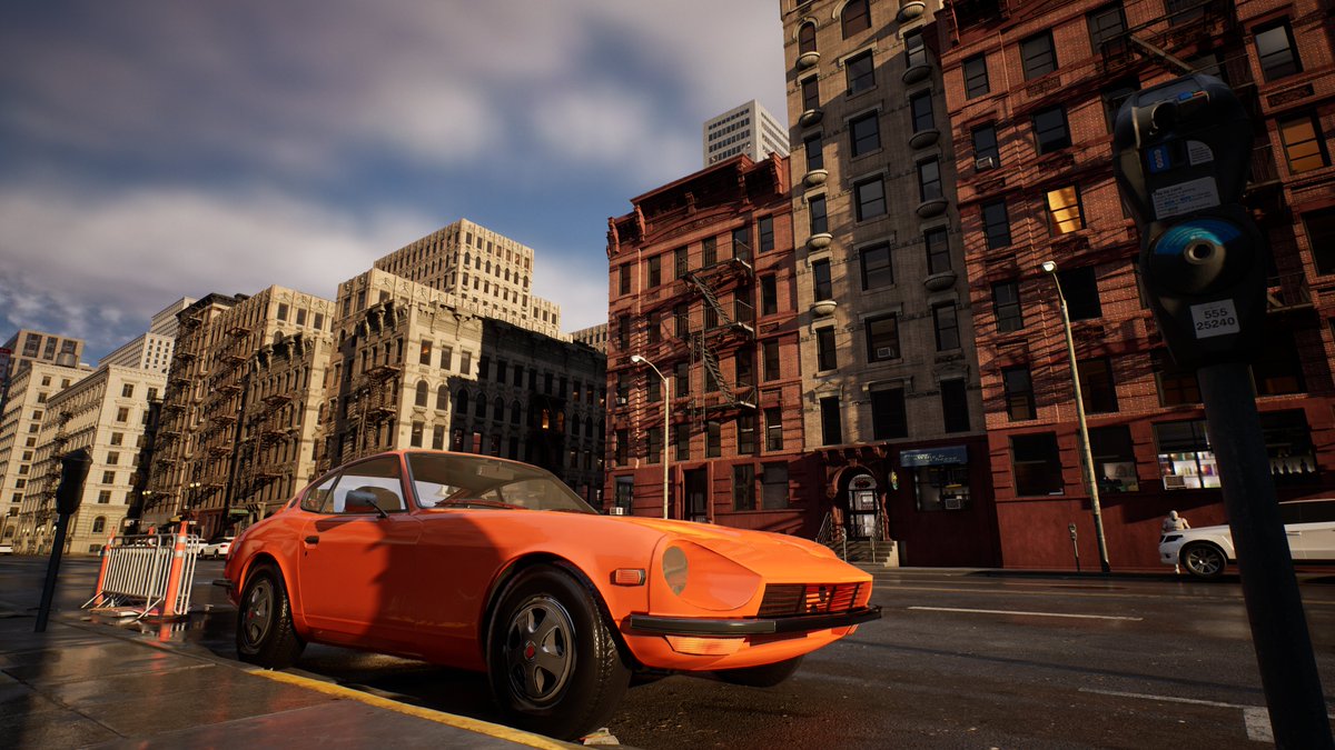 GameDevMicah's tweet photo. Done with a simple drag and drop into #unrealengine5 #madewithunreal #matrix #city sample project, Nantie and Lumen on a 1080ti gpu at 4K and 2 seconds per frame kekw #cardev #240z #skyline #cgi #gamedev #sony #pcgamer #videogames https://t.co/Nj3E4JK3vb