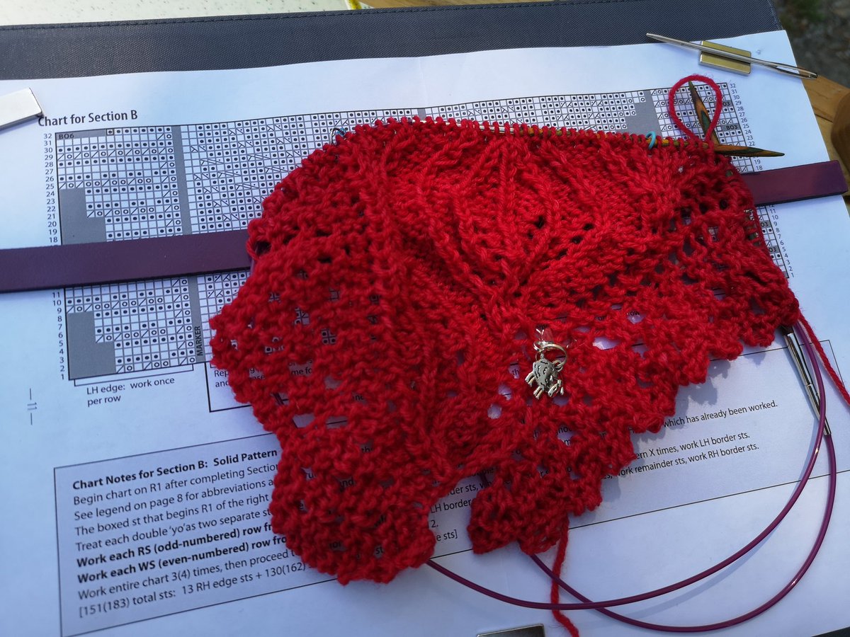 Sunday afternoon knitting in the sun 😁 Pattern is Immersion from <a href="/knitspot/">anne hanson</a> and the yarn is lovely soft Highland wool from <a href="/DinashomeCrafts/">Dina Rogosa</a> #knittingtwitter