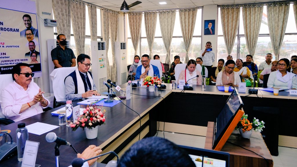 KirenRijiju's tweet photo. Took detail review of Aspirational District Program at Namsai in Arunachal Pradesh. Namsai District made a remarkable jump from 93rd rank in the year 2018 to 14th in overall rank in the year 2021-22. https://t.co/ajDc4q3STx