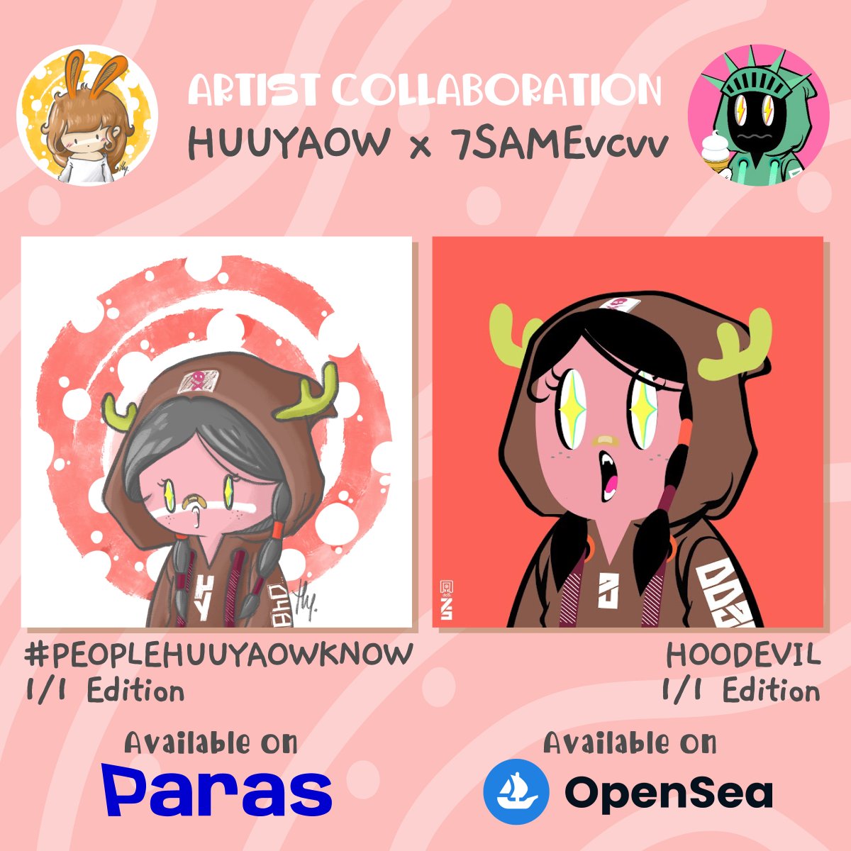 7sameDd3's tweet photo. HOODEVIL" x  @huuyaow  😈❌🐰
Available now !!! 👉 @ParasHQ ~ @opensea 
😈 HOODEVIL" NO. #77 
https://t.co/AL58McaIjw
🐰 HUUYAOW  NO.048 
https://t.co/OuHqSEo5up

#NFT #NFTdrops #NFTCollection #NFTCommumity
#PARASnft #OpenSeaPolygon #NFTArts https://t.co/u0X0GqP5n5