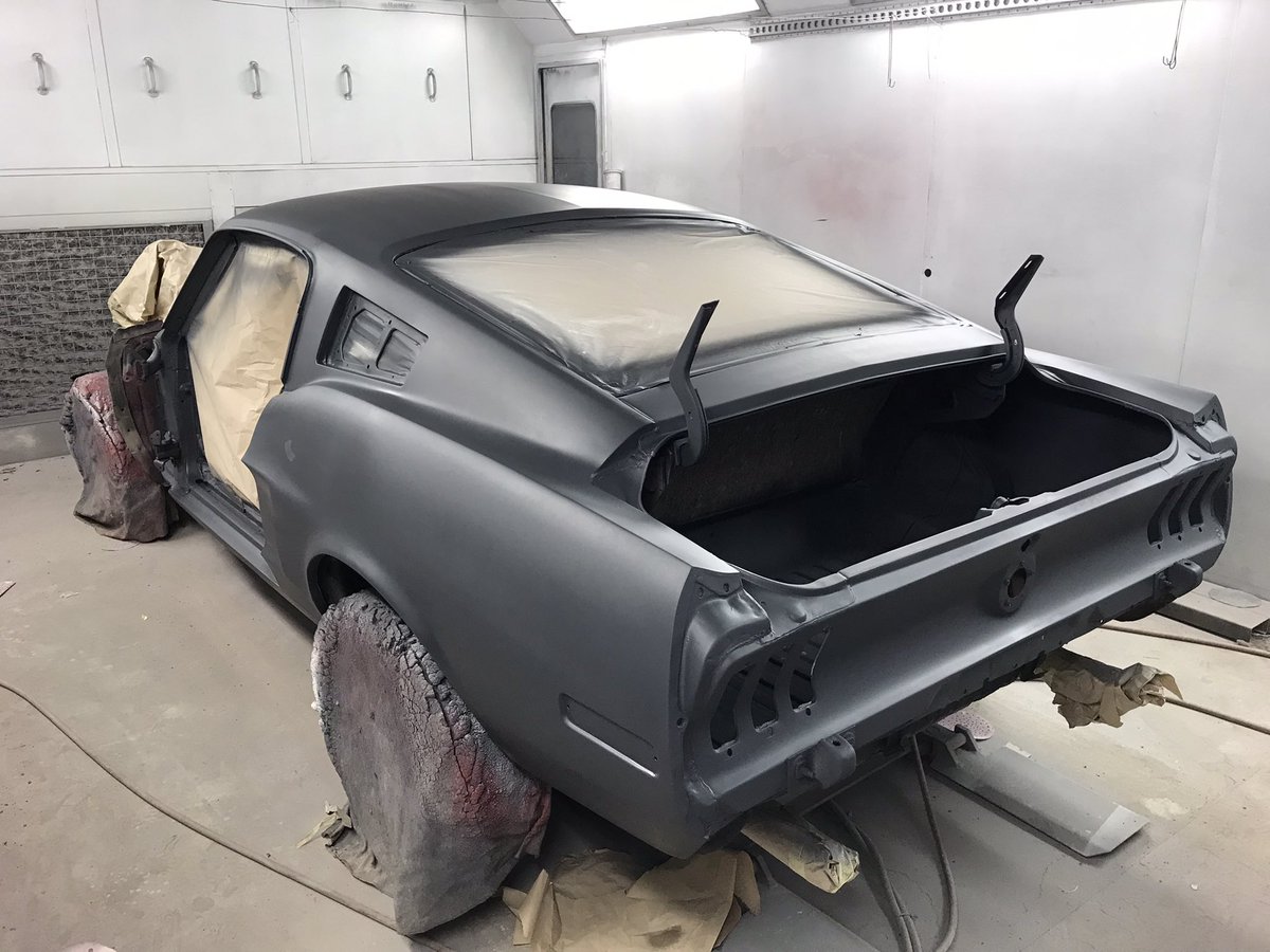 DBrestorations's tweet photo. Mustang painted #bullit #paintjob #classic #musclecar  #restoration #ford https://t.co/VJdpxeotAL