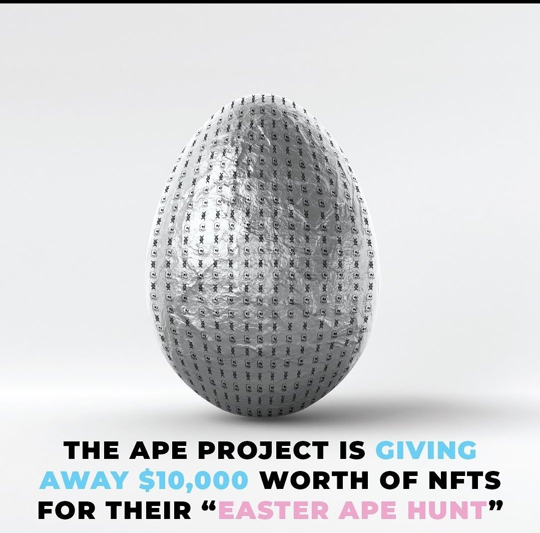Today's the day! Have a wonderful Easter everyone. Enjoy you friends and family! Be greatful for thier love and sacrifices. And if you have time come join the Easter Ape Hunt! @apeprojectnft 🐣