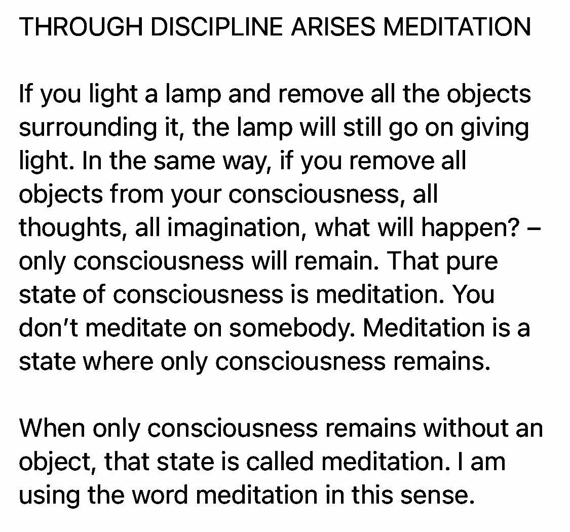 KrisBhattarai's tweet photo. If you light a lamp and remove all the objects surrounding it, the lamp will still go on giving light. In the same way, if you remove all objects from your consciousness, all thoughts, all imagination, what will happen? – only consciousness will remain…⬇️

#Osho 
#ConsciousState https://t.co/m5Ry9Qf5Cv