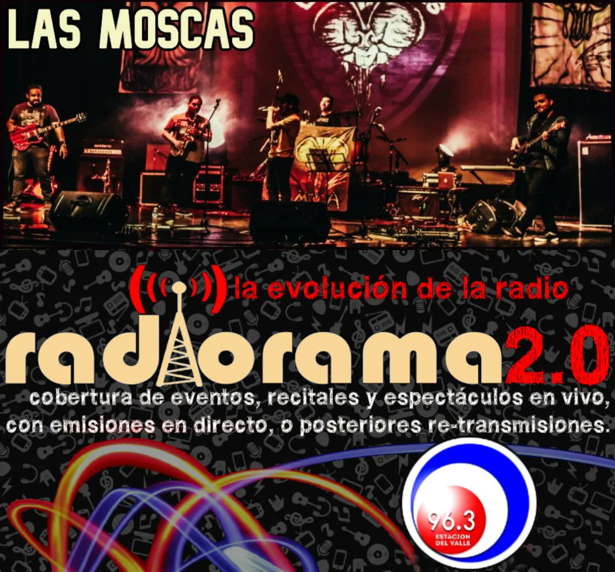 radiorama_web's tweet photo. Domingos, 14 hs. @estacion_963, -desde Uspallata-, emite radiorama2.0, que democratiza, accesibiliza, difunde y federaliza a tus artista en estado vivo. ¡Hoy la presentación de #LasMoscas desde el #TeatroPlaza de @MuniGodoyCruz. https://t.co/nf93WRKtuT, 100pre+ 🤩📻🎶🌎! https://t.co/hOGOxMXH36
