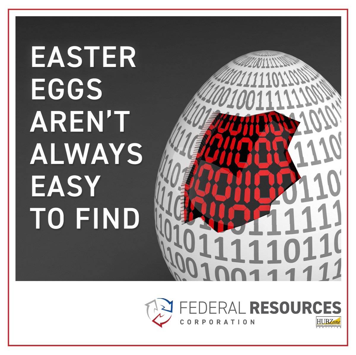 FedResourcesCo's tweet photo. #Easter eggs aren't just for movies and TV shows. These inconspicuous references can show up in your #software too — and they might not always be a good thing. #FRC can make sure the only Easter eggs you find today are in your yard! #CyberSecurity #ITSolutions #HappyEaster https://t.co/OzBQVzLgIJ