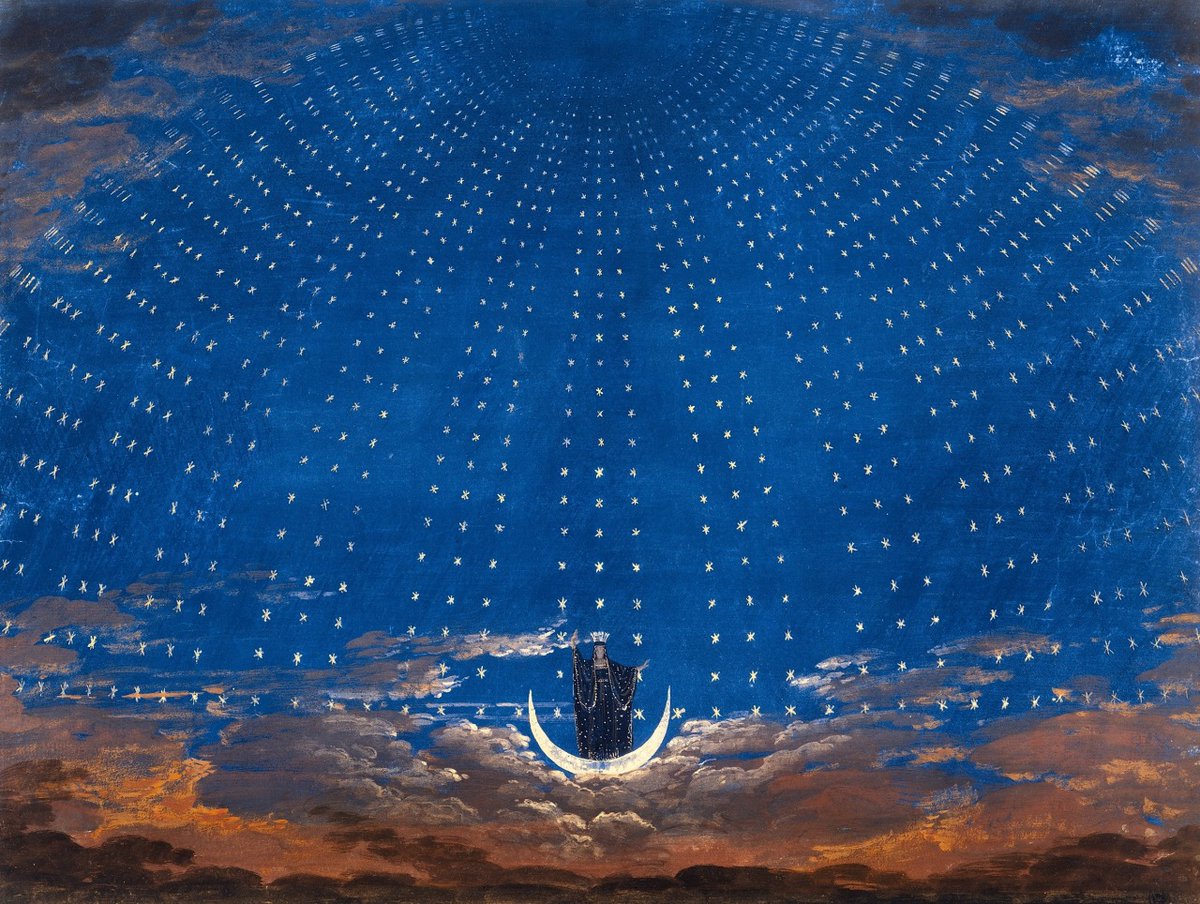 xe0_xeo's tweet photo. Set designs by Prussian architect Karl Friedrich Schinkel for Wolfgang Mozart's "The Magic Flute" https://t.co/jGbcHI3mP2