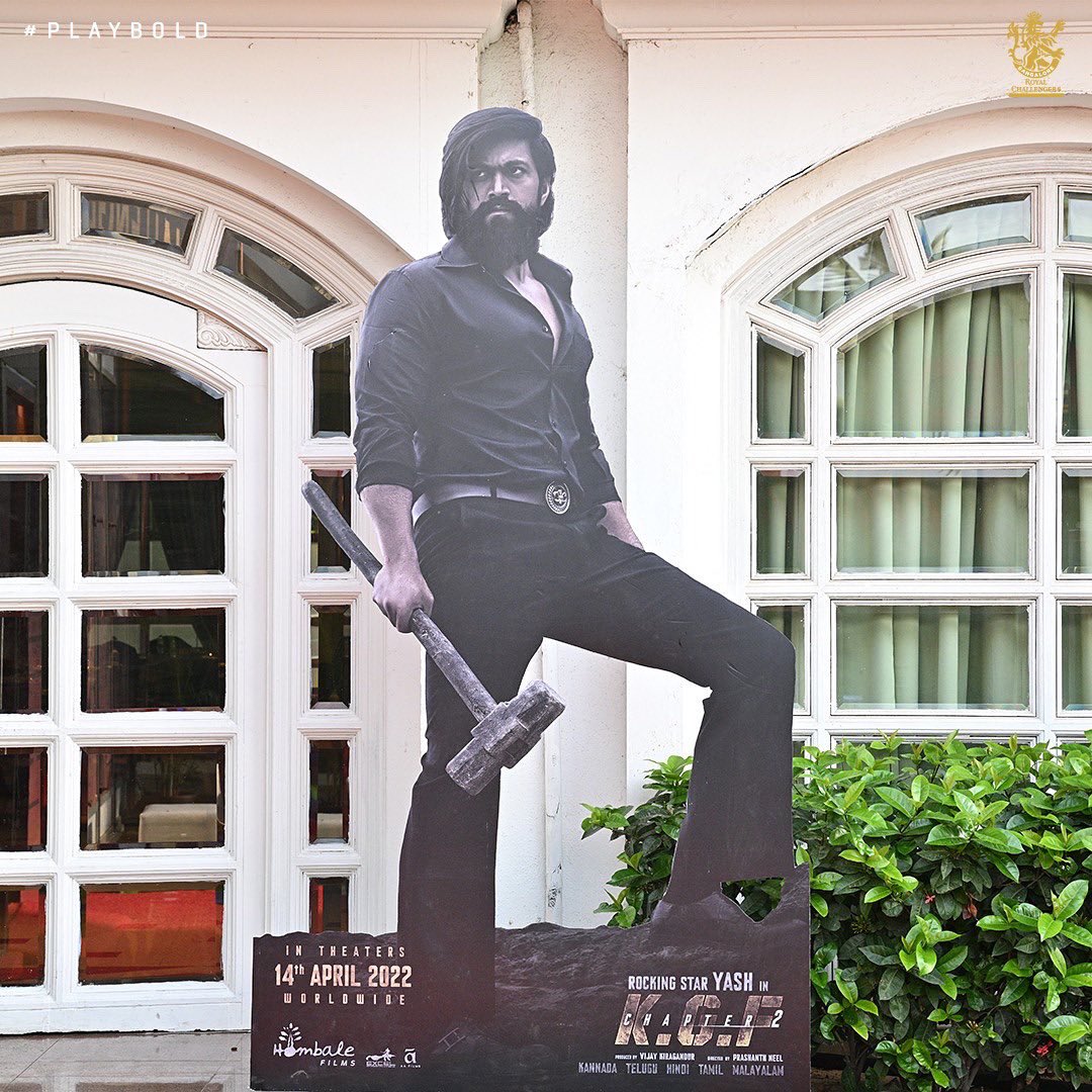 RCBTweets's tweet photo. KGF Chapter 2 Special Premiere at the RCB Bio Bubble tonight &amp; we’re all set for the blockbuster! Here’s a sneak peek. More to follow…

@hombalefilms @TheNameIsYash @VKiragandur @prashanth_neel @ChaluveG @duttsanjay @TandonRaveena 

#RCB #ನಮ್ಮRCB #RCBxHombale #KGF2 #KGFChapter2 https://t.co/uQAha67NaW