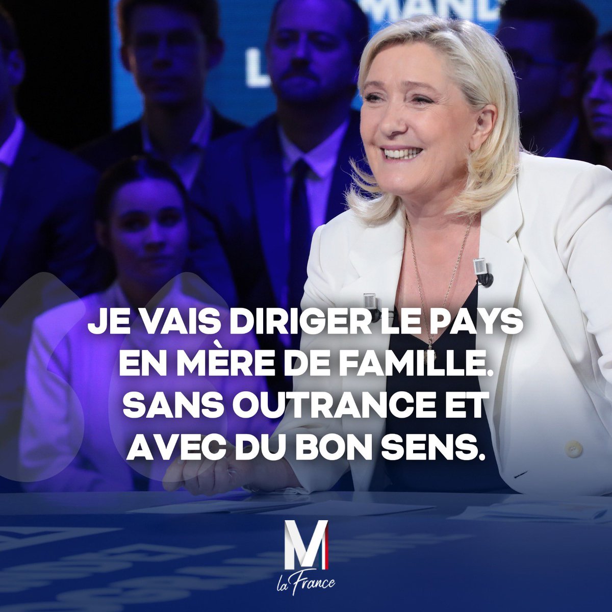 MLP_officiel's tweet photo. Je vais diriger le pays en mère de famille. Sans outrance et avec du bon sens. #DimancheJeVoteMarine

👉🏻 https://t.co/G74OTZDHjV https://t.co/o76R9ZH8qG