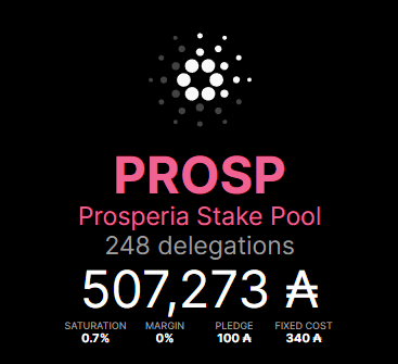 uccnft's tweet photo. Not bad for a brand new #Cardano Stake Pool. Over half a million #ADA staked by 248 delegators. 2 blocks minted with another on the way. #Prosperia https://t.co/HnX1ECyrDJ