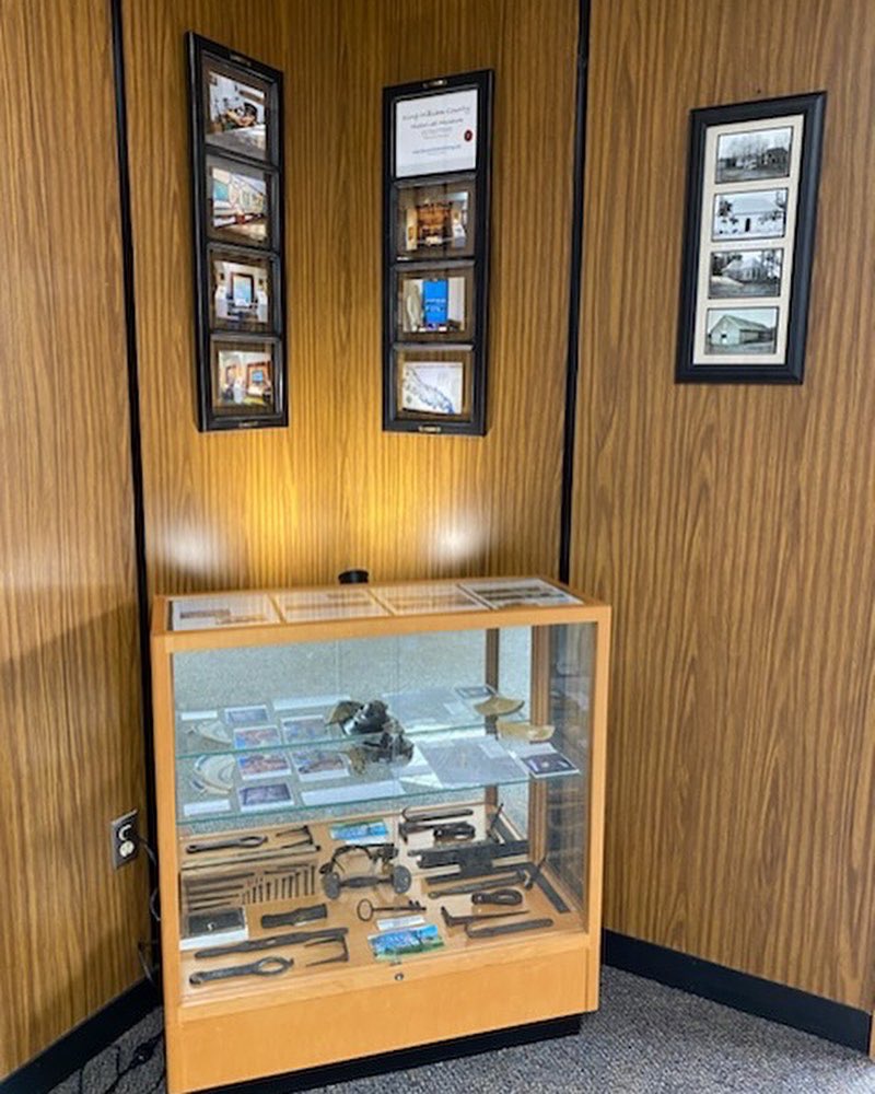 kingwillcoHS's tweet photo. While Heritage/Founders Day has passed, the Admin Bldg Lobby still has Old maps, pictures, banners, showcase with King William artifacts, etc. We are promoting the Historical Society with a table arranged with project descriptions, applications, website overview and flyers https://t.co/4EUj1BU11N
