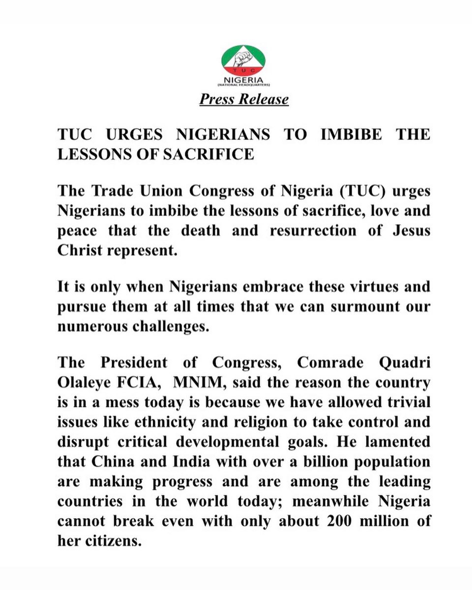 TRADE UNION CONGRESS OF NIGERIA tweet media