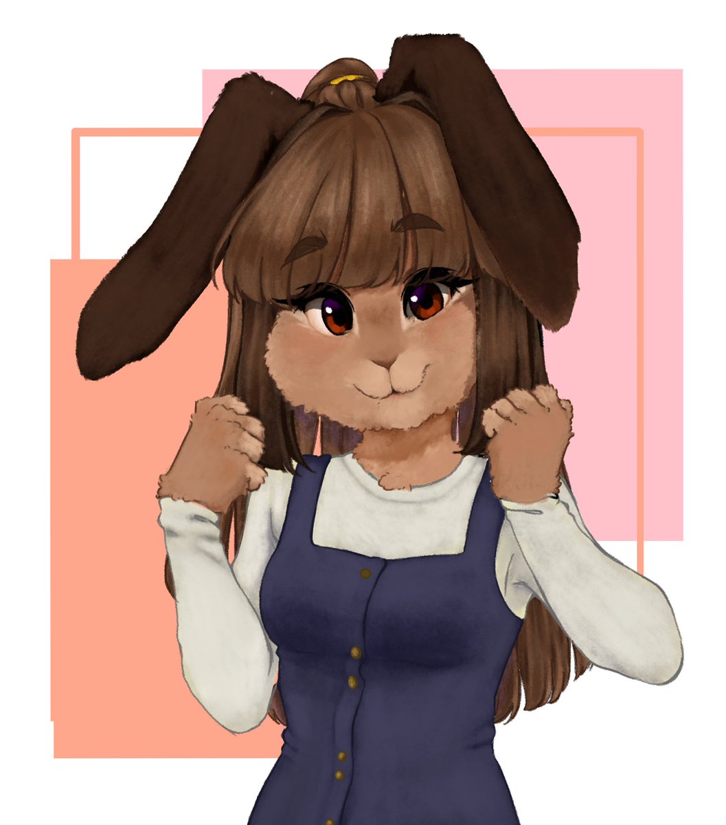 Finally completed! 🥳 Man she really does look cute 🐰 so fluffy!! 
#ArtistOnTwitter #furry #illustration #artwork #furryartwork #kawaii #cute #bunnygirl