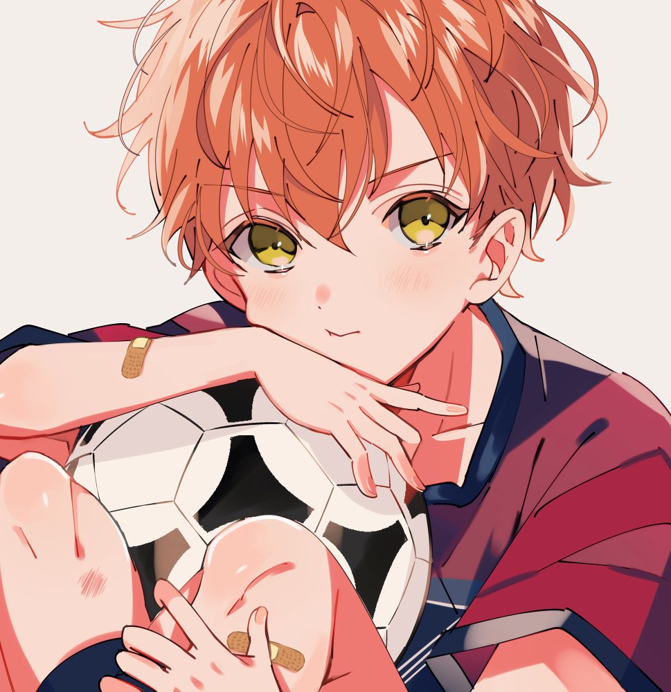 soccer ball male focus 1boy ball solo bandaid looking at viewer  illustration images