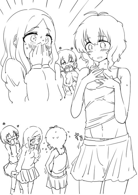 これは5月のイベント用に描いてる成宮由愛ちゃんを男の子にされちゃったドリームホープスプリングが、ほんとに由愛くんになっちゃったかどうかチェックするところ 