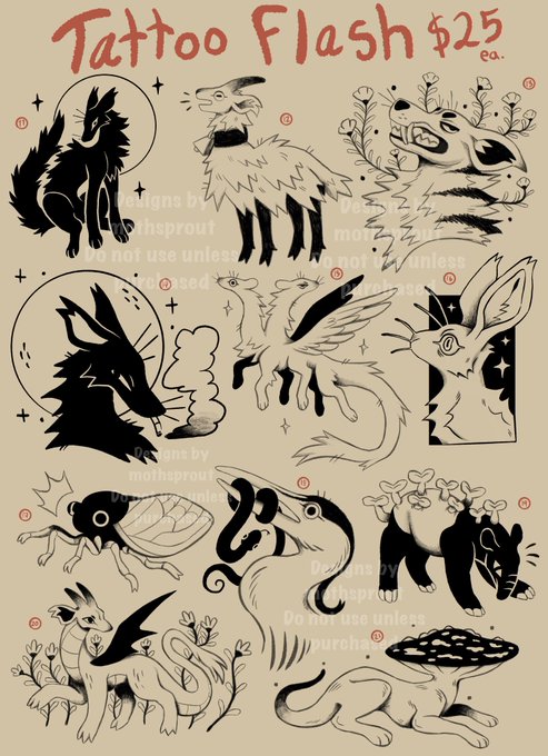 In case anyone was wondering since I get this question a lot- YES you can add color to any of my tattoo sheet designs! 
I leave them b+w to allow you color freedom if you desire! ✨ 