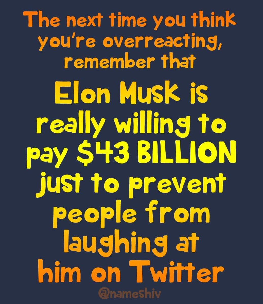 fancynancysays's tweet photo. Why not give your money to #Worldfoodbank #ChefJose #feedAmerica
? #EGO much? Please get over it. #ElonMusk what would your mother say? https://t.co/fpr62pWT6G