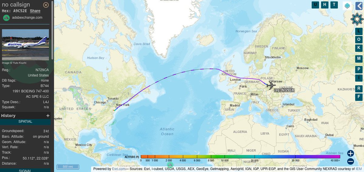 TheIntelFrog's tweet photo. At least 45 aircraft full of US munitions and supplies bound for Ukraine have arrived in Rzeszow, Poland.  
#CMB421 departed Dover AFB, DE early this morning. https://t.co/3vmS8spy8e