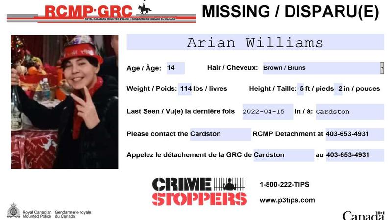 lethnewsnow's tweet image. Arian Williams, 14, of Cardston, reported missing dlvr.it/SNkjk7