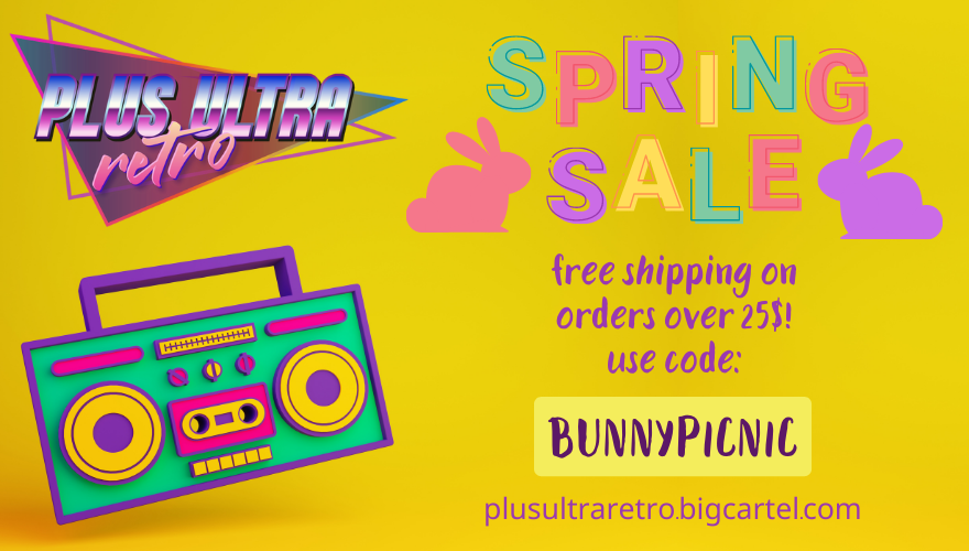 🐰Happy bunny day!🐇

It's finally spring! 🌷 Treat yourself to merch items from our leftover sale and get free shipping for orders over 25$ 🎉 Share the good news!

Use code: BUNNYPICNIC

plusultraretro.bigcartel.com