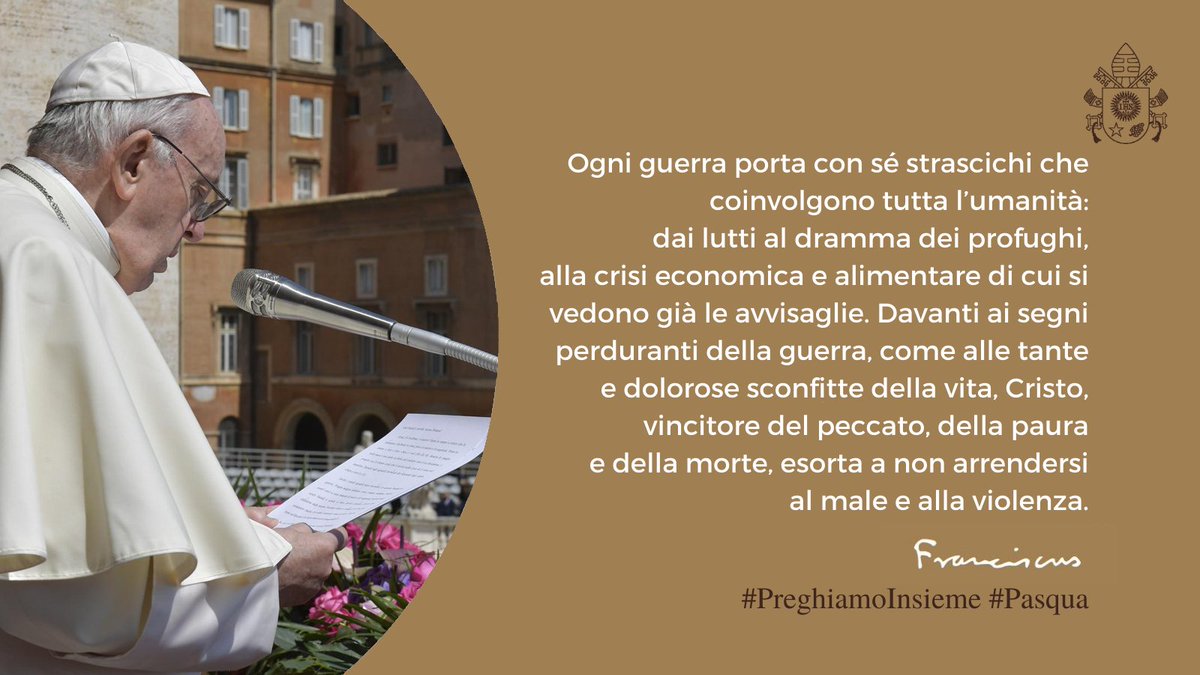Pontifex266_it's tweet photo. Lasciamoci vincere dalla #pace di Cristo! La pace è possibile, la pace è doverosa, la pace è primaria responsabilità di tutti! https://t.co/pYz3Kcp38O