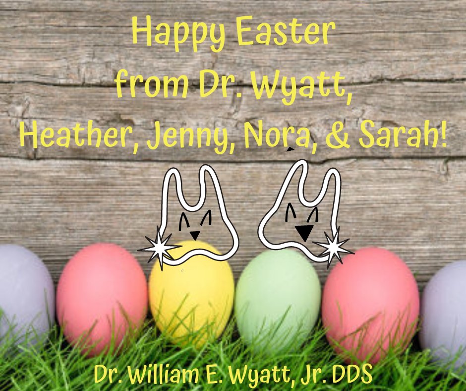 Happy Easter from all of us to all of you!

Dr. Wyatt, Heather, Jenny, Nora, & Sarah

See you and your beautiful smile on Monday!

#easter #faith #serve #happyeaster #rejoice #beglad #glad #blessed #giving #family #friends #celebrate #patientcare #patientexperience https://t.co/phEqkiUYbZ