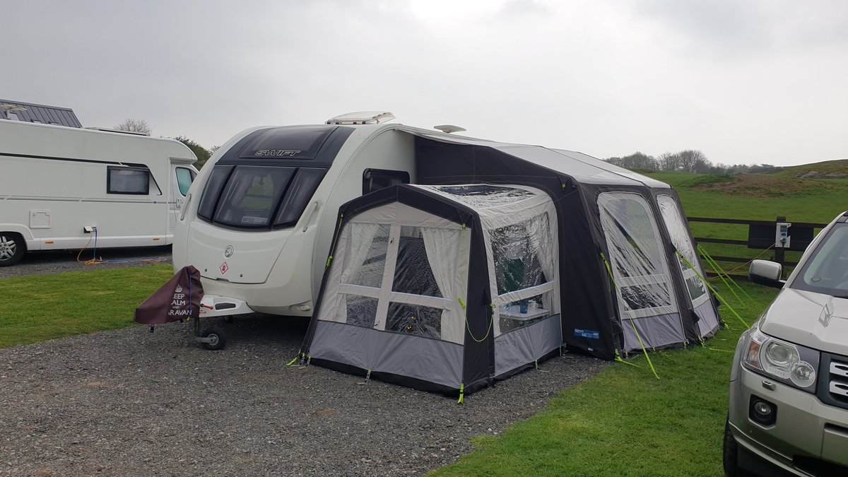 All set up for the week in Anglesey on a lovely 5 pitch CL. Time to relax with a beer. Cheers everyone. <a href="/VisitAnglesey/">Visit Anglesey</a> <a href="/candmclub/">Caravan and Motorhome Club</a>