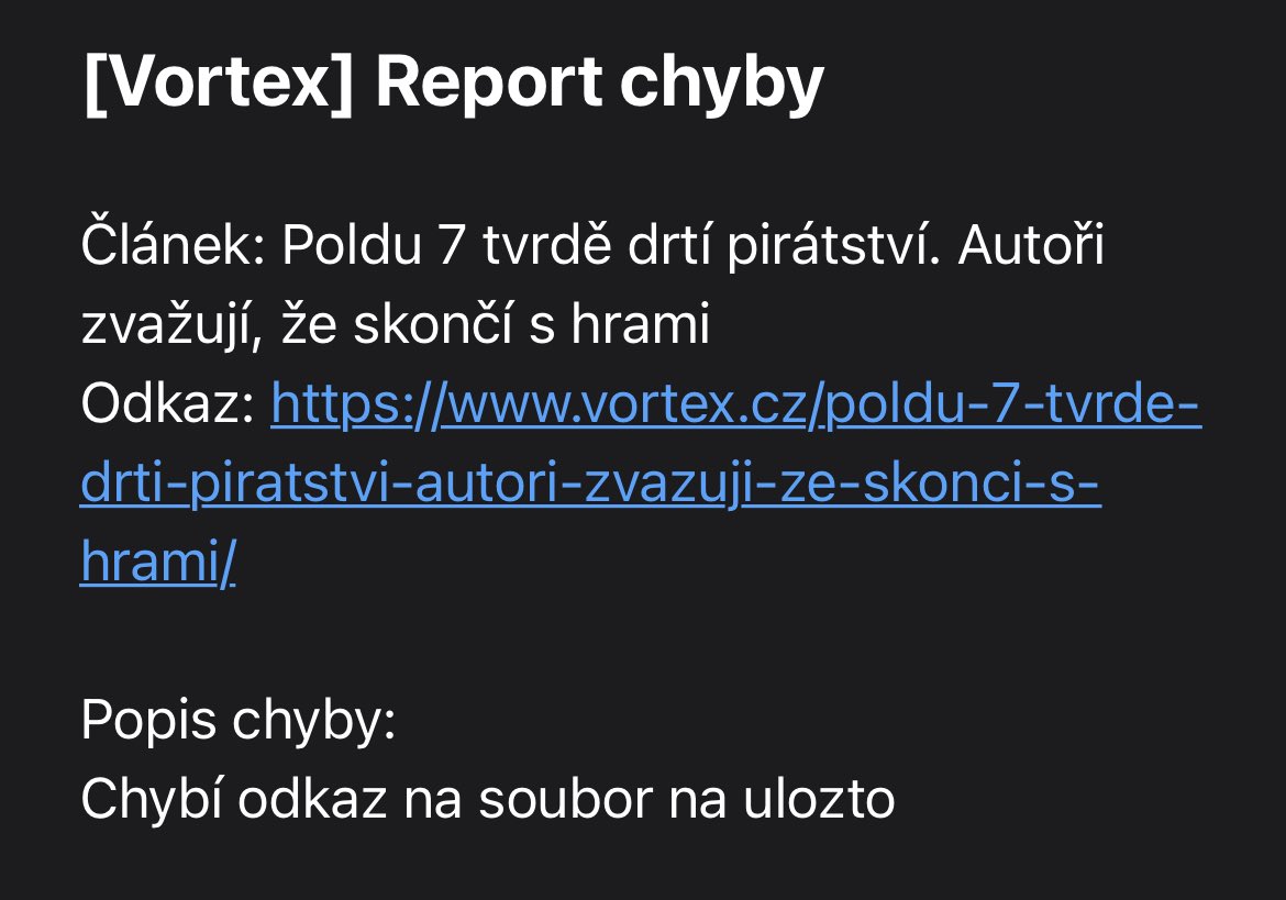 RaderCZ's tweet image. I tohle nám chodí do hlášení na Vortexu. Anonymní hrdinové internetu. Hráčská elita. Nebo spíš jelita. Vždycky se nad takovými třeskutými humory míním rozervat smíchy. Teda, až na to, že vůbec 🙃