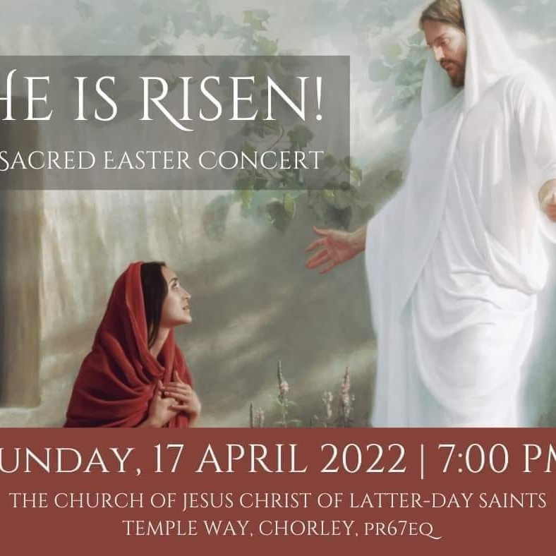 Come to our Easter concert tonight at 7pm GMT! Or catch it online at chorleystake.co.uk if you can't make it in person. I can promise you beautiful choir, solos, instrumental music (harp and violin) and narration. Please share! I know Jesus lived and died and lives again.