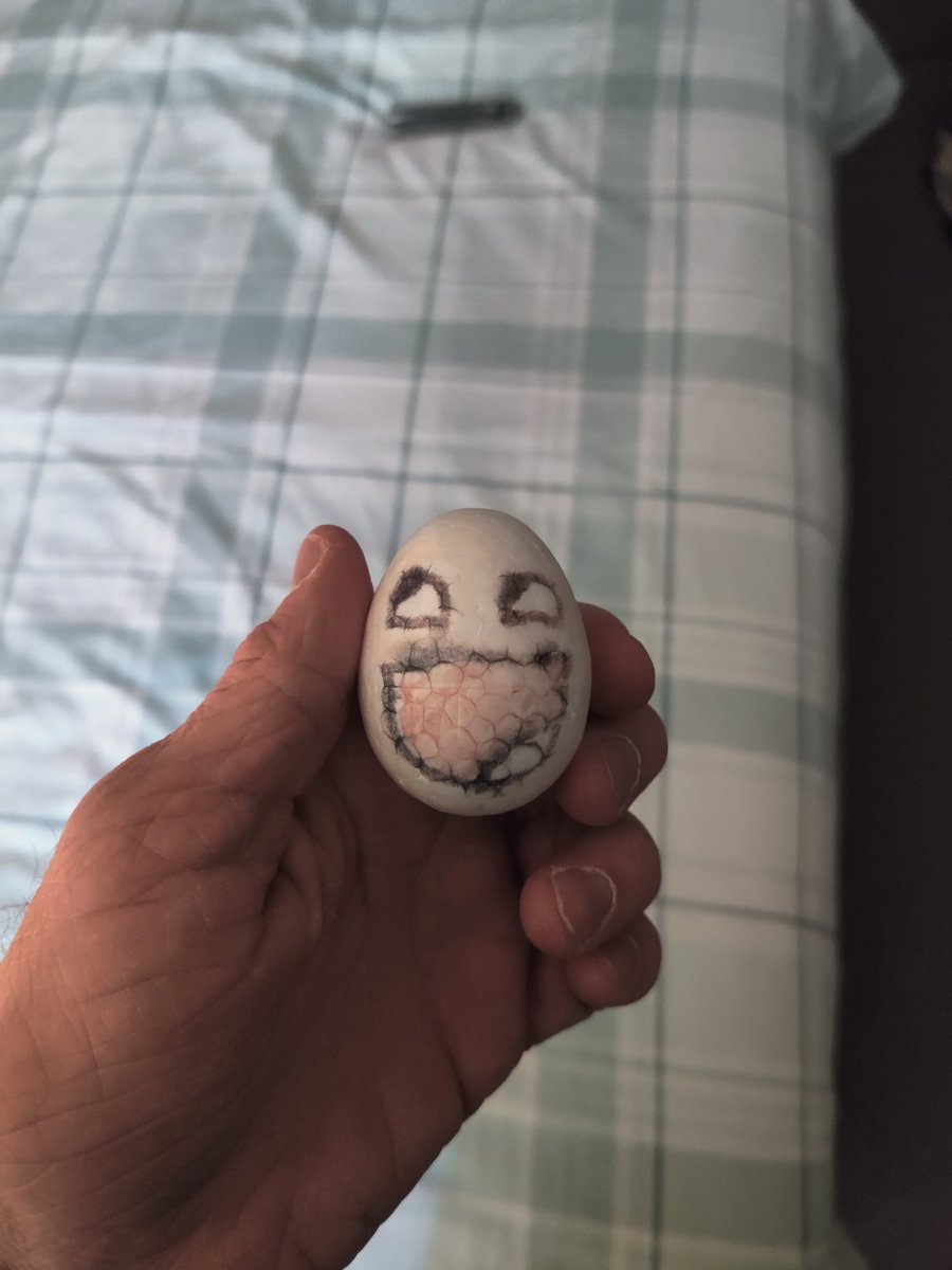 ohnoitmatt's tweet image. every easter i get reminded of this styrofoam egg i made when i was 12