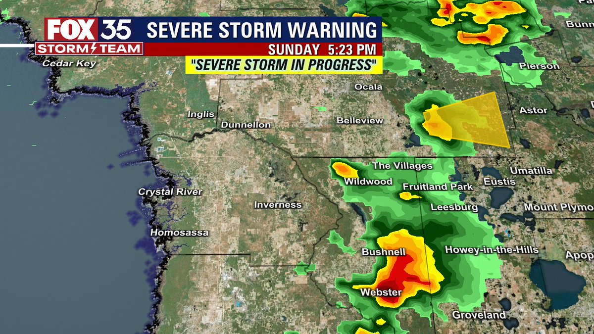 A Severe Thunderstorm WARNING has been issued for the area shaded!
Details --> fox35orlando.com/weather-alerts