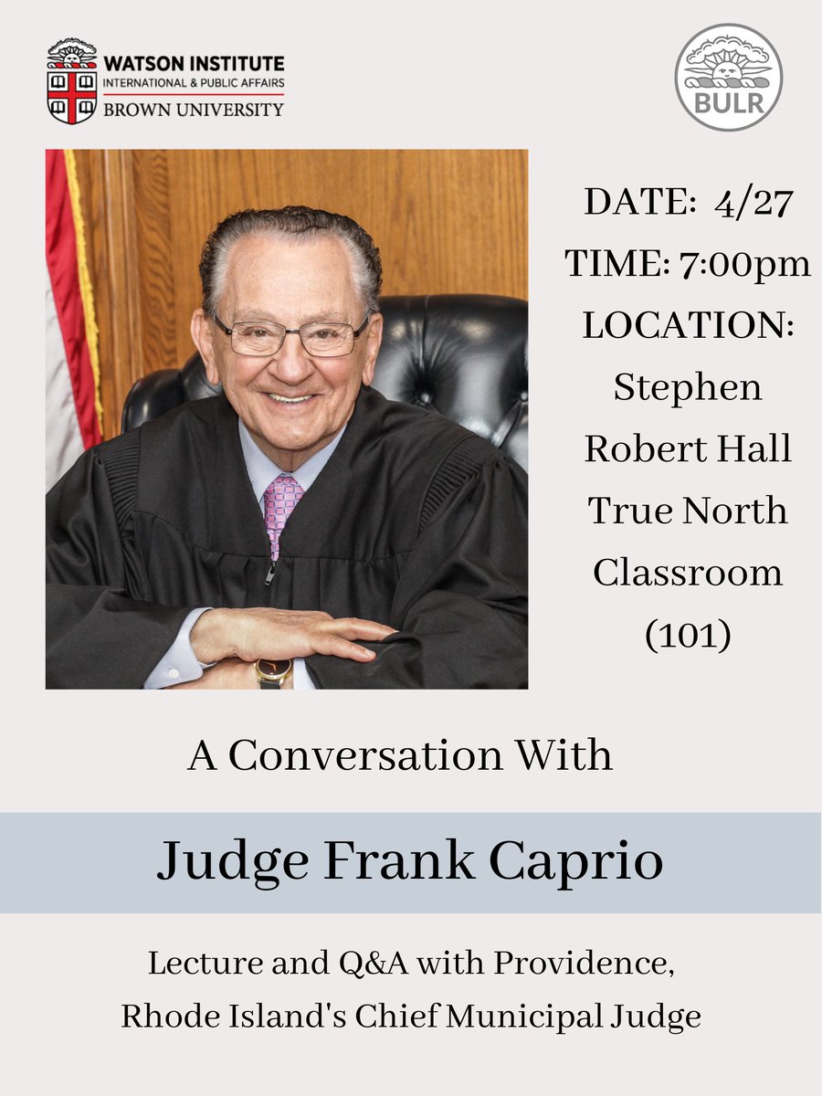 Come join our discussion with Judge Frank Caprio from Caught In Providence! Judge Caprio will be discussing his career and life in Providence while answering student questions.