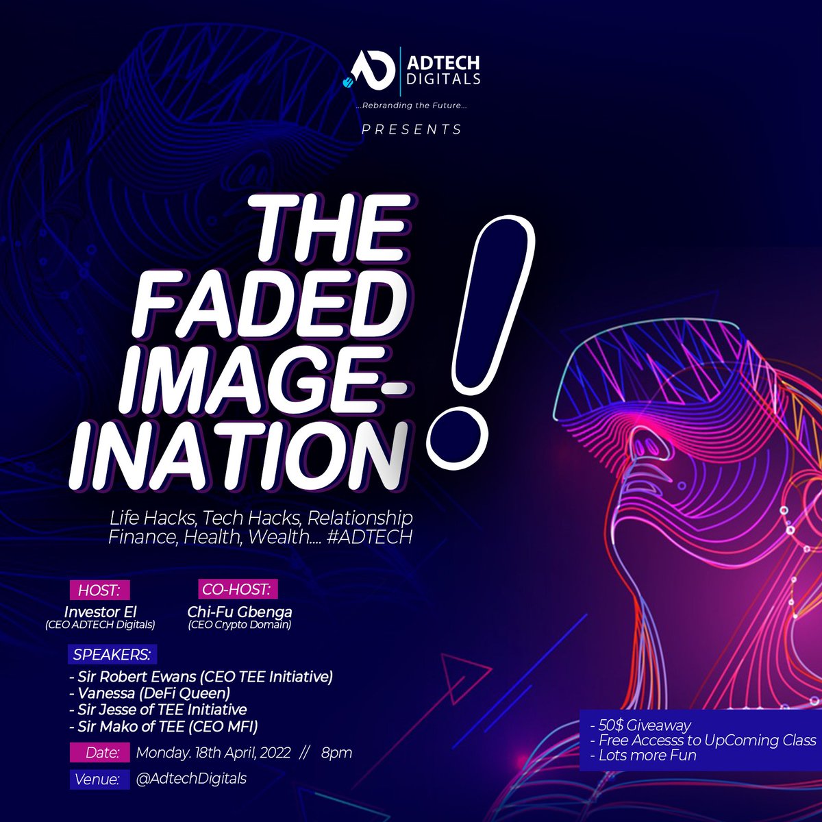 And Boom! We bring you the First Ever Twitter space of ADTECH Digitals!
Would this be a bombshell??
Yes it will!
Tomorrow by 8PM
Don't miss!
<a href="/TheEwansEffect/">Sir Robert 🧠 || The DeFi Economist</a> <a href="/VanessaDefi/">Defi Queen ( 💙, 🧡, 💜)</a> <a href="/jessyboi2/">Ŵeb3–J£$£💚♣️</a> <a href="/david_choya/">Mako👷‍♂️</a> <a href="/gbengatheboy/">Gbenga✊🔺</a> <a href="/El_Emmy123/">El_Emmy</a> <a href="/In_vestorEl/">InvestorEl</a> 

#ADTECH
#RebrandingTheFuture
