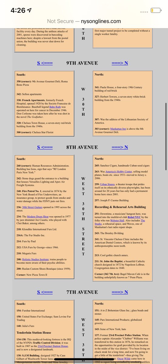 This led me to a website called nysonglines.com (weird name but ok) that lists every building in Manhattan and a short description of what it is. But what’s crazy is how it’s laid out like a map using only HTML text and boxes!