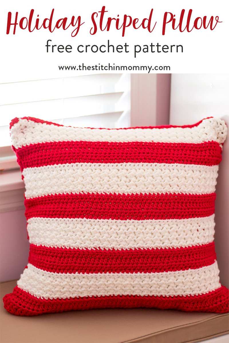 stitchin_mommy's tweet photo. Holiday Striped Pillow - Free Crochet Pattern #12WeeksChristmasCAL https://t.co/PgthQbwUMo https://t.co/0bjGEXNPco